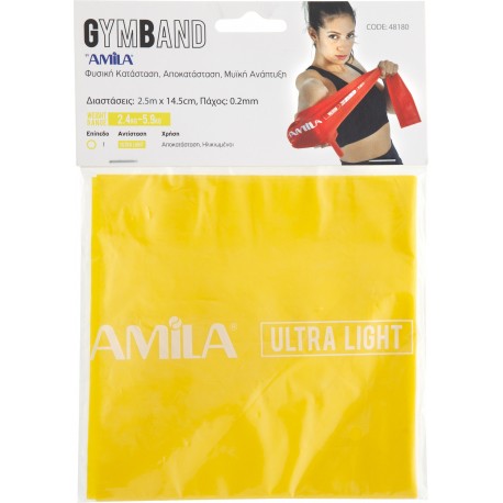 Λάστιχο Αντίστασης AMILA GymBand 2.5m Ultra Light 48185