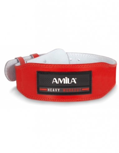 Ζώνη Άρσης Βαρών AMILA Δερμάτινη Κόκκινη Γ΄ Quality Large 44307