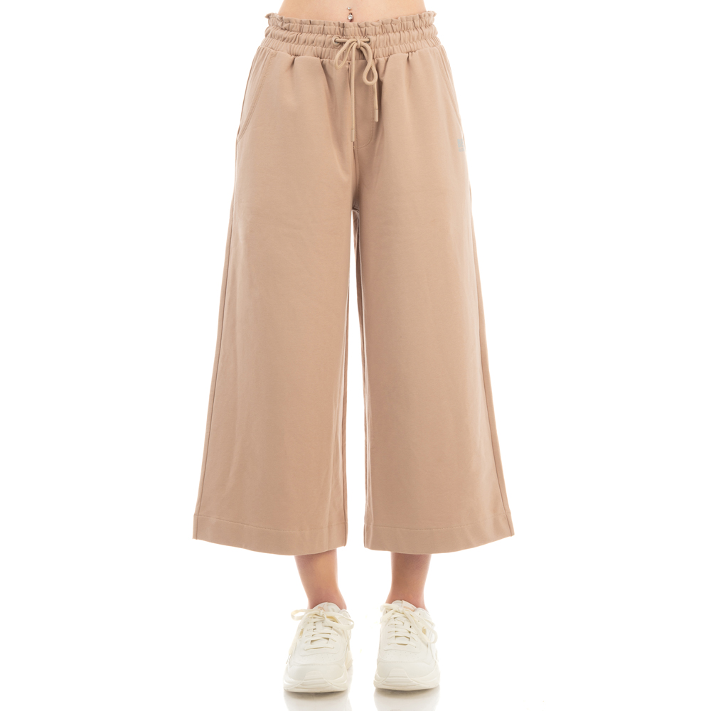 WOMEN CO/EL TERRY CROPPED WIDE LEG PANT 02112401-15B d.biege