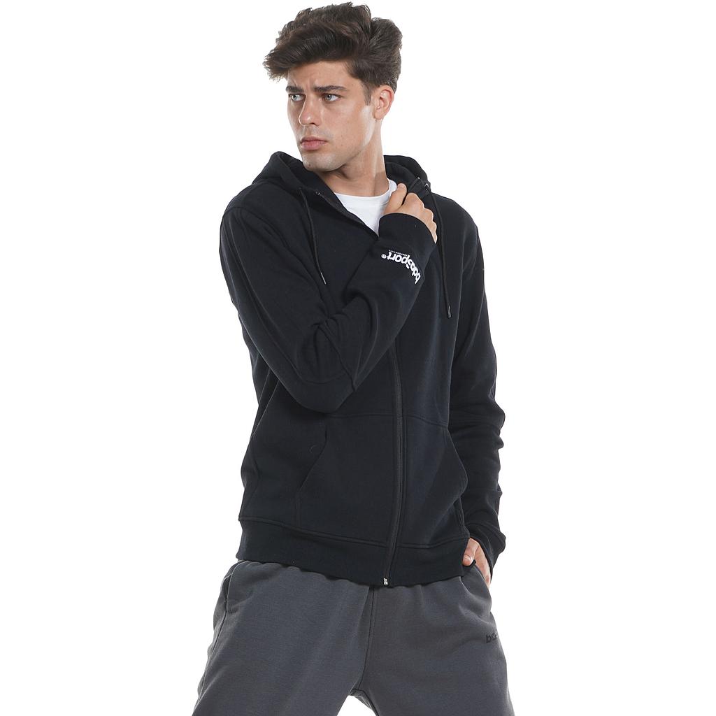 MEN'S ATHLETIC FULL ZIP FLEECE HOODIE 073125 Black