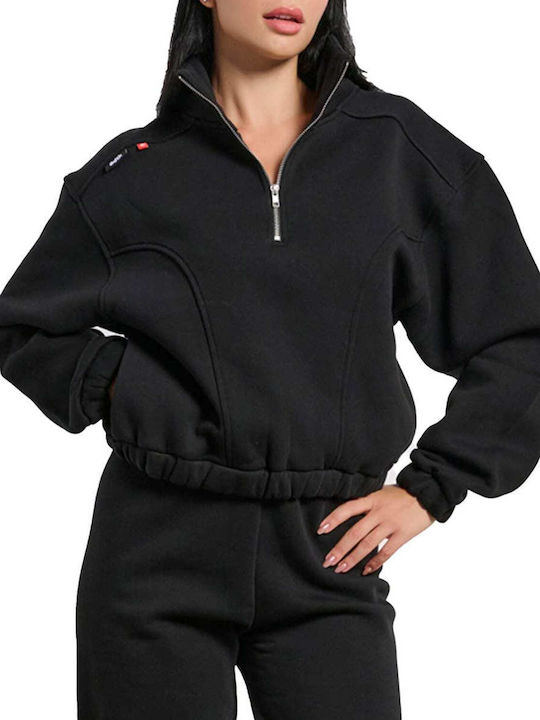 BodyTalk Γυναικείο Cropped Φούτερ με Φερμουάρ 1252-903726-00100 Black