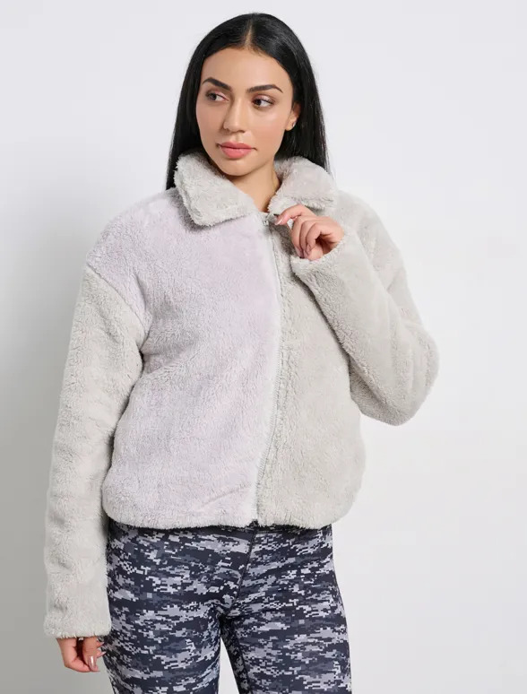 Γυναικεία teddy ζακέτα με γιακά 1252-906229-00509 Steel