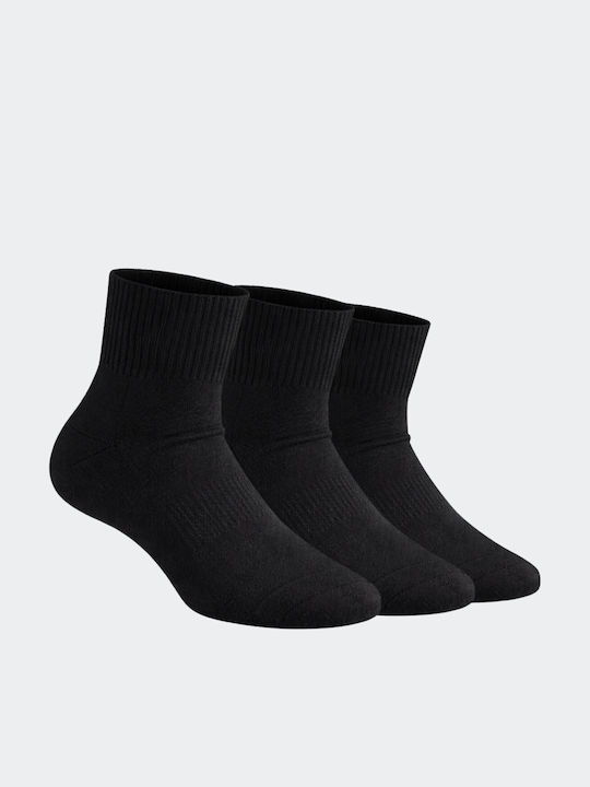 3pack Quarter Half Terry Socks BLACK 25500-01