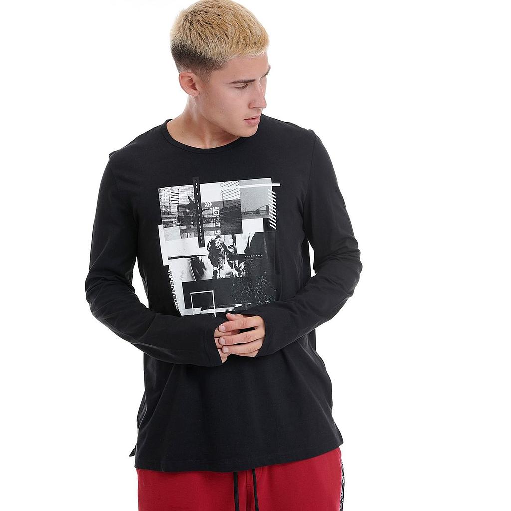 ΑΝΔΡΙΚΗ ΜΠΛΟΥΖΑ ΜΑΚΡΙΜΑΝΙΚΗ 958126 BLACK