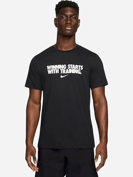 Nike Dri-Fit Αθλητικό T-shirt Μαύρο HV4187-010