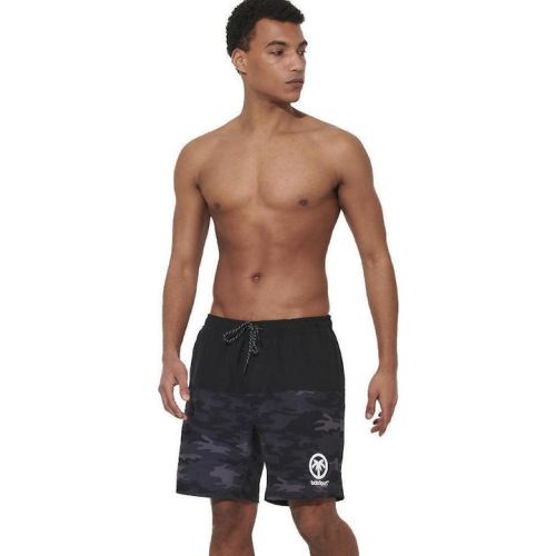 MEN'S COlORBlOCK SWIM SHORTS BLACK CAMO