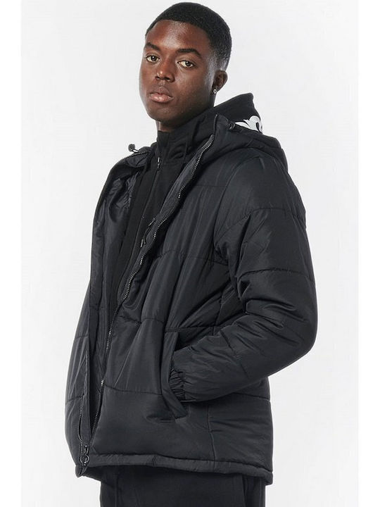 MEN PADDED JACKET WITH HOOD 073222 Black