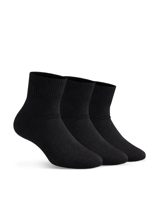 3pack Quarter Half Terry Socks BLACK 25300-01